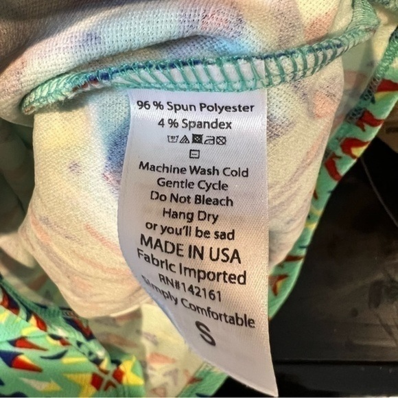 Lularoe Womens Cassie Pencil Skirt Green Blue Geometric Stretch Pull On S - Picture 7 of 7